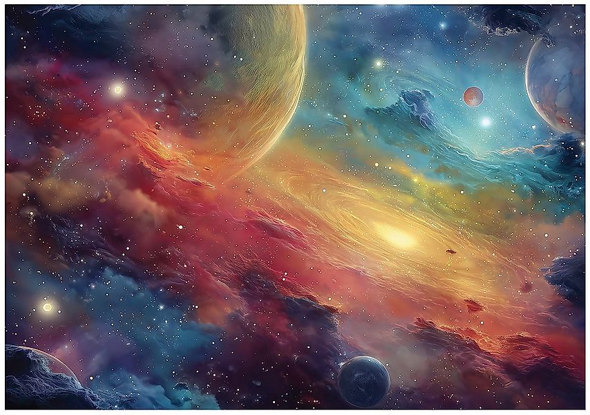 Wallarena Fototapete Kinderzimmer Weltraum Planeten Rot Kinder Vlies Tapete günstig online kaufen