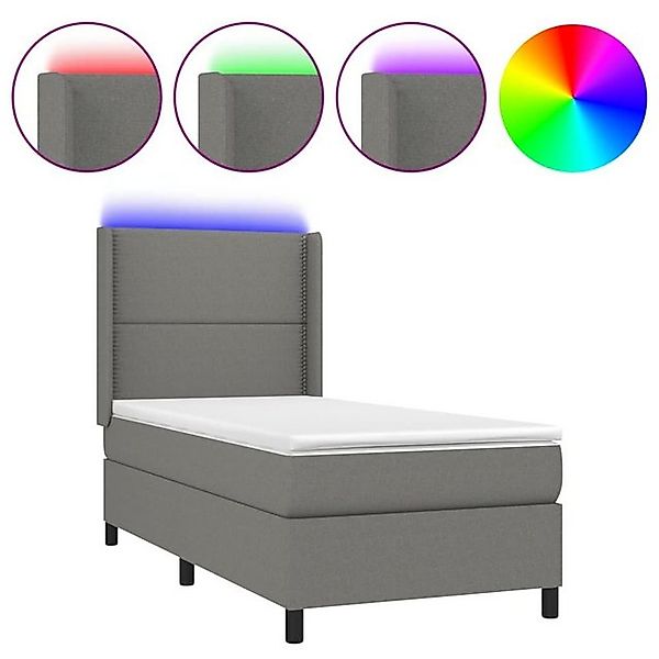 vidaXL Boxspringbett Boxspringbett mit Matratze LED Dunkelgrau 90x200 cm St günstig online kaufen