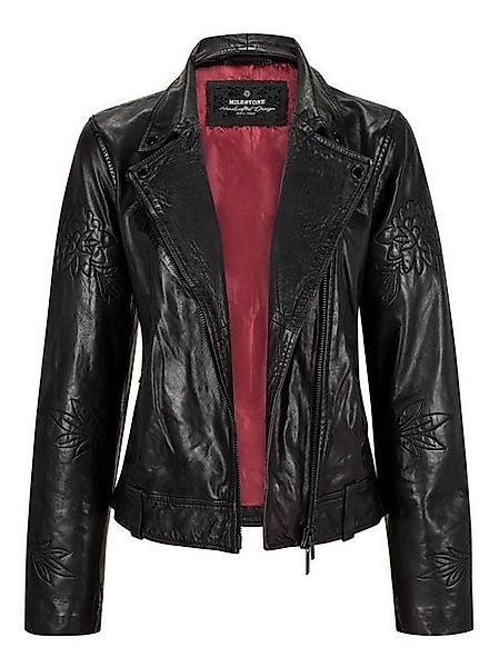 Milestone Lederjacke MS-Nelly mit floralen Mustern im Biker-Look aus Lammle günstig online kaufen