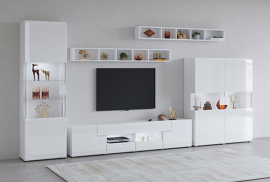 INOSIGN Wohnwand "Toledo,Breite 391cm stilvolle Mediawand ohne Beleuchtung" günstig online kaufen