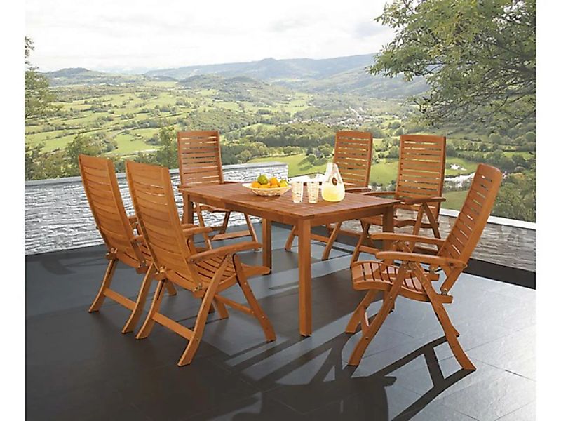 Gartenmöbel-set "Manja", 7-teilig, 6 Stühle, 1 Tisch 170/220 x 90 Cm günstig online kaufen