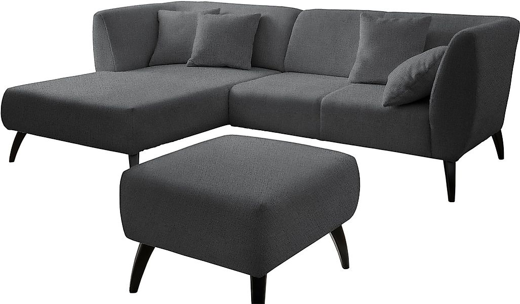 INOSIGN Ecksofa »Colori L-Form«, Holzfußfarbe wählbar, inkl. 4x Zierkissen günstig online kaufen