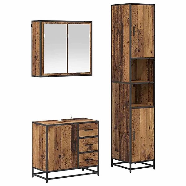 vidaXL Badezimmermöbel Set 3-Tlg Altholz 65 x 33 x 60 cm Holzwerkstoff 3402 günstig online kaufen