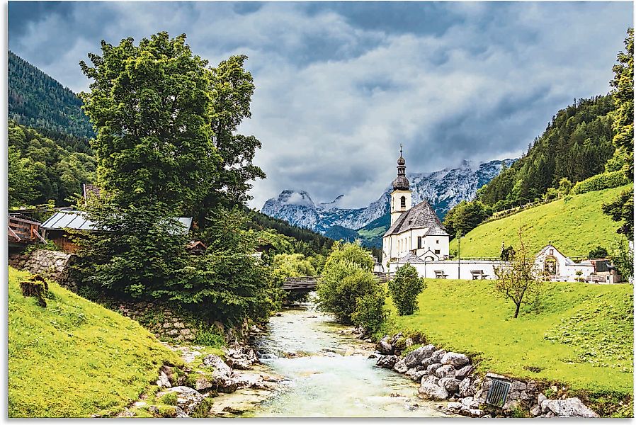 Artland Alu-Dibond-Druck "Pfarrkirche St. Sebastian Ramsau I", Gewässer, (1 günstig online kaufen