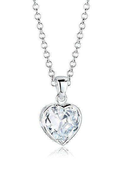 Elli Kette mit Anhänger Herz Zirkonia Weiß 925 Sterling Silber, Herz günstig online kaufen