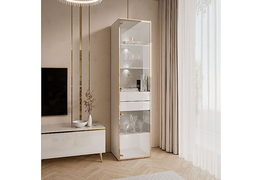 ALLHOUSE24 Vitrine PEONY Breite 45 cm Glasvitrine mit LED Beleuchtung weiß günstig online kaufen
