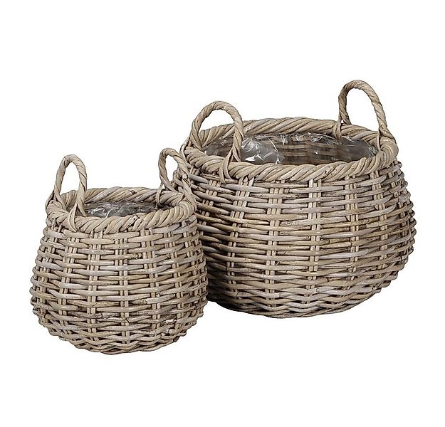 Posiwio Blumentopf 2tlg. Pflanzkorb BOHO grau braun Rattankorb Kooboo Farmh günstig online kaufen
