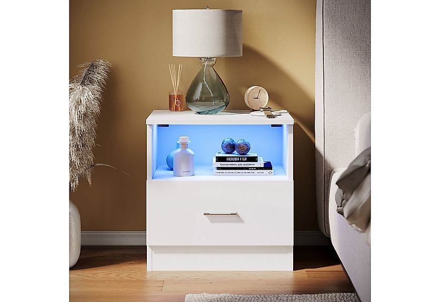 SONNI Nachtkonsole Nachttisch mit led beleuchtung,schublade 45x35xH46.5cm, günstig online kaufen