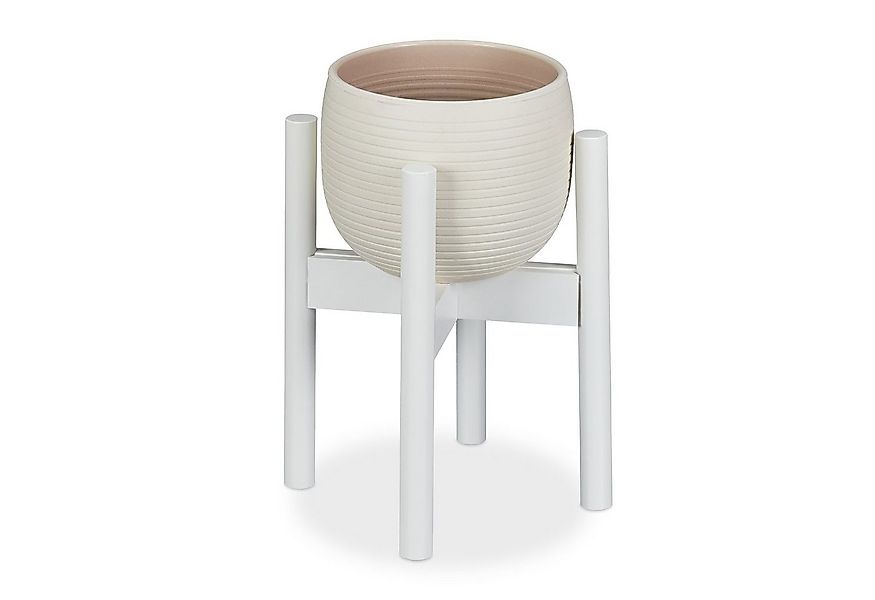 relaxdays Blumenständer Bambus verstellbar weiß günstig online kaufen