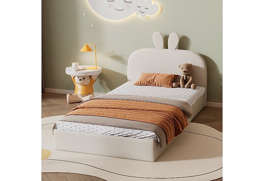 Flieks Polsterbett, Kinderbett Einzelbett mit Kaninchen Kopfteil 90x200cm S günstig online kaufen