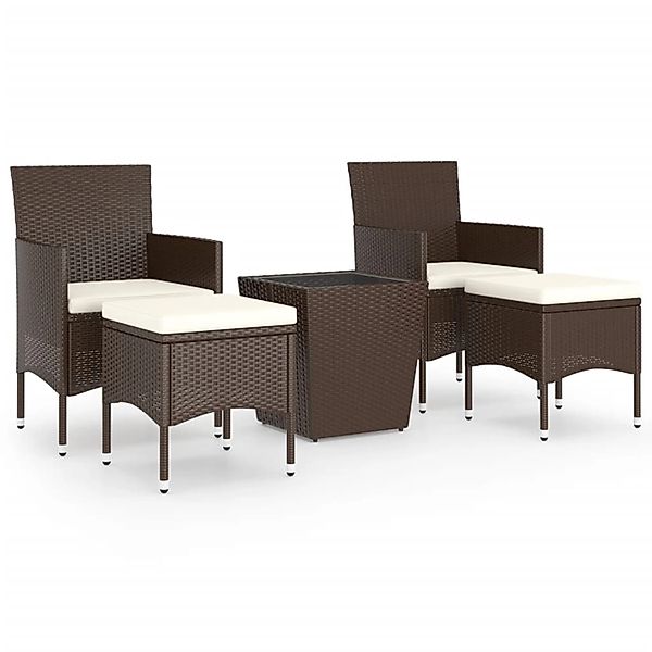 vidaXL 5-Tlg Bistro-Set Poly-Rattan und Hartglas Braun 3058371 günstig online kaufen