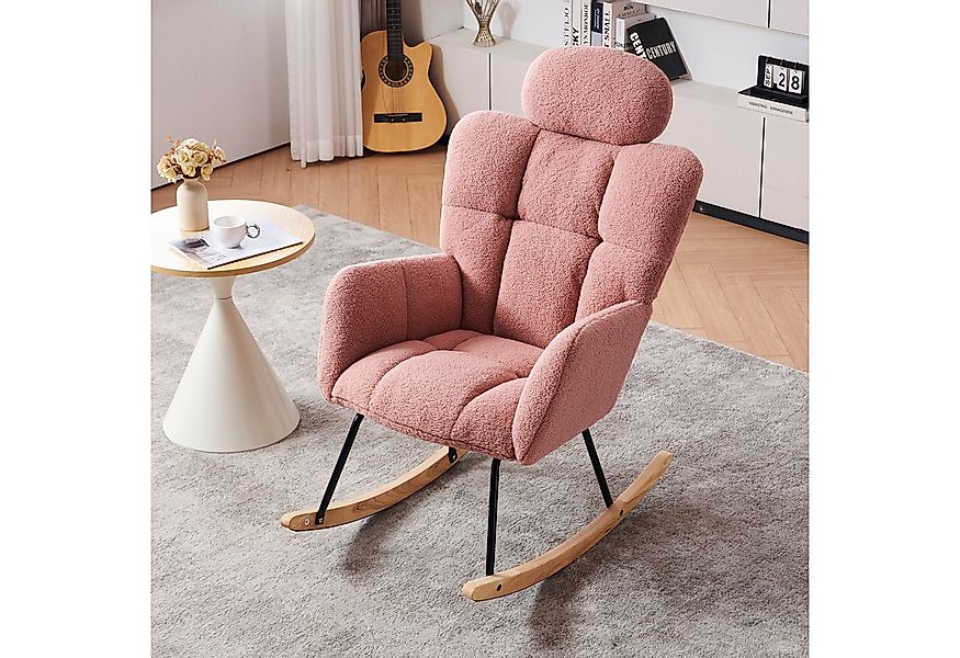 STILVORA Schaukelstuhl mit Holzrahmen Schaukelsessel mit Kopf,Relaxsessel a günstig online kaufen