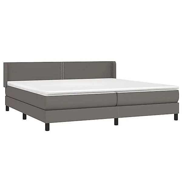 vidaXL Boxspringbett mit Matratze Grau 200x200 cm Kunstleder 3130743 günstig online kaufen