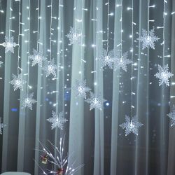 Qualra Lichtervorhang 96LEDs Schneeflocke Lichtervorhang Weihnachtsbeleucht günstig online kaufen