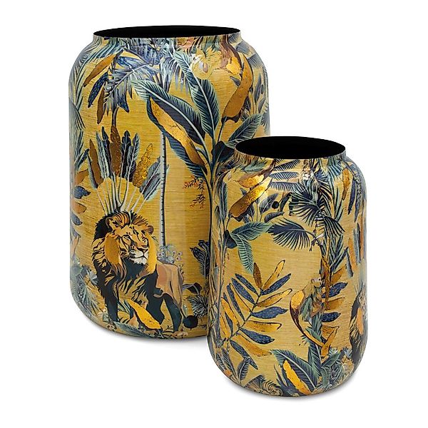 Nomad Lion goldene Vase mit Dschungel-Design 2er Set günstig online kaufen