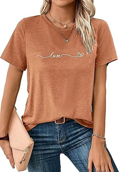 PYL Kurzarmbluse Damen bequemes Sommer Kurzarmbluse Locker Liebe Print-Shir günstig online kaufen
