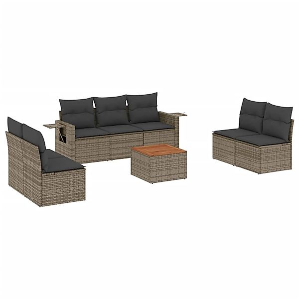 vidaXL 8-Tlg Garten-Sofagarnitur mit Kissen Grau Poly Rattan 3256851 günstig online kaufen