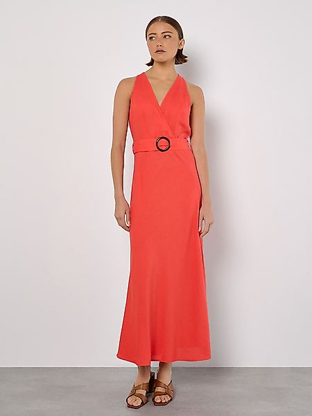 Apricot Maxikleid Leinenblend-Wickekleid, (Stoffgürtel) mit Schmuckgürtel günstig online kaufen