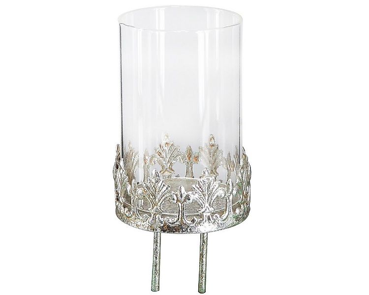 Posiwio Kerzenhalter Vintage Teelichthalter mit Glas Silber-Stecker Ø5,5cm günstig online kaufen