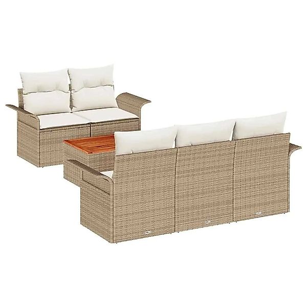 vidaXL Gartensofa-Set mit Speicher 6 Stk Beige und Creme Poly-Rattan 335593 günstig online kaufen