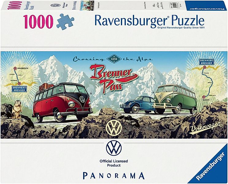 Ravensburger Puzzle Panorama, Mit dem VW Bulli über den Brenner, 1000 Puzzl günstig online kaufen