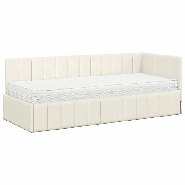vidaXL Eckbettgestell mit Matratze mit Kopfteil Creme 80 x 200 cm Samt 3393 günstig online kaufen
