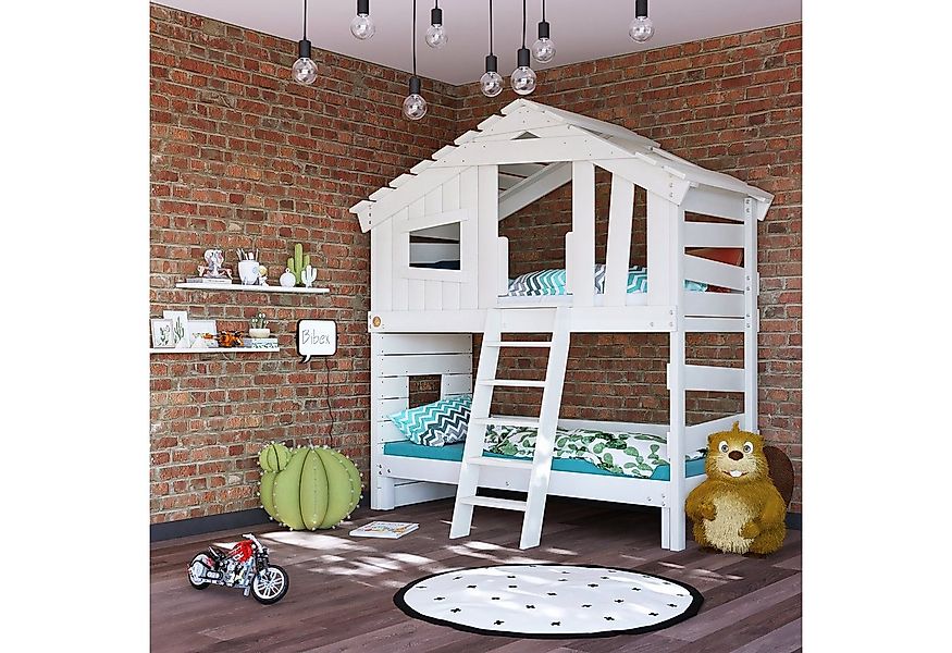 bibex Hochbett ALPIN CHALET Hochbett, Kinderbett, Etagenbett - Creme-Beige günstig online kaufen