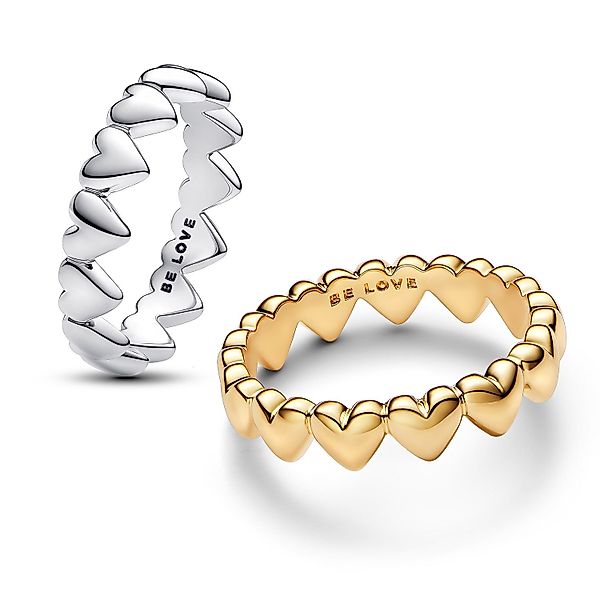 Pandora Fingerring Set Herzensreihe Zweifarbig günstig online kaufen