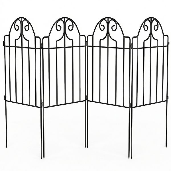 Outsunny Set mit 4 Metall-Gartenzaunelementen, 125x57 cm, dekorative Außenb günstig online kaufen