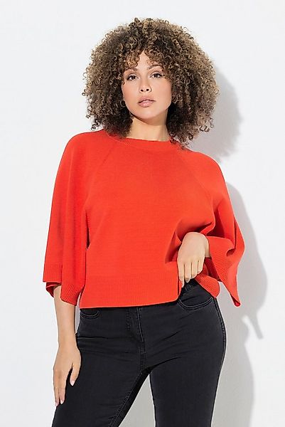 Ulla Popken Strickpullover Pullover kurz Rundhalsausschnitt 3/4-Arm günstig online kaufen