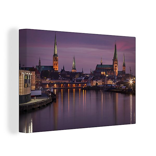 OneMillionCanvasses® Leinwandbild Lübeck am Abend mit günstig online kaufen