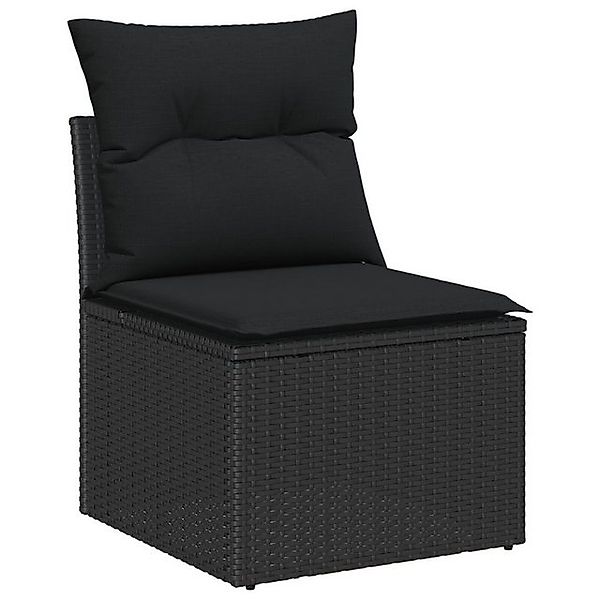 vidaXL Loungesofa 8-teiliges Garten-Sofaset mit Kissen Schwarz Poly-Rattan, günstig online kaufen