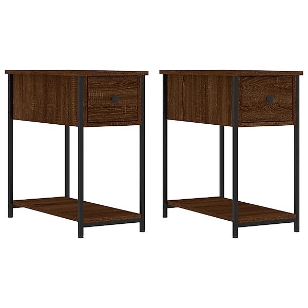 vidaXL Nachttische 2 Stk, Braun Eichen-Optik 30x60x60 cm Holzwerkstoff 8260 günstig online kaufen