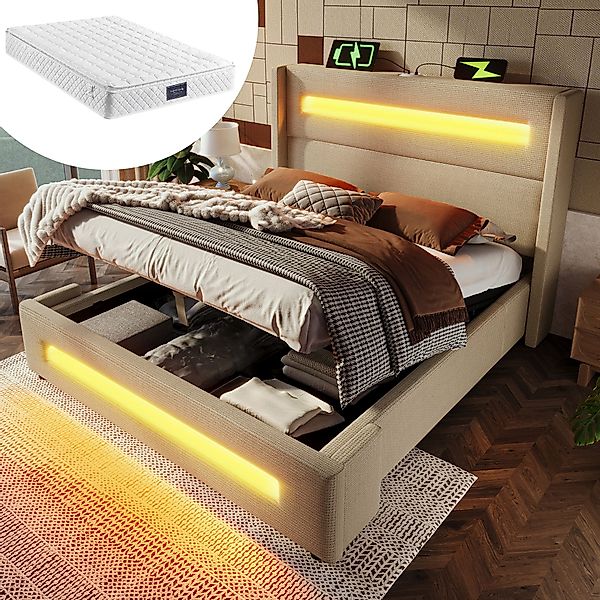 HAUSS SPOLE Polsterbett 140x200cm mit LED, günstig online kaufen