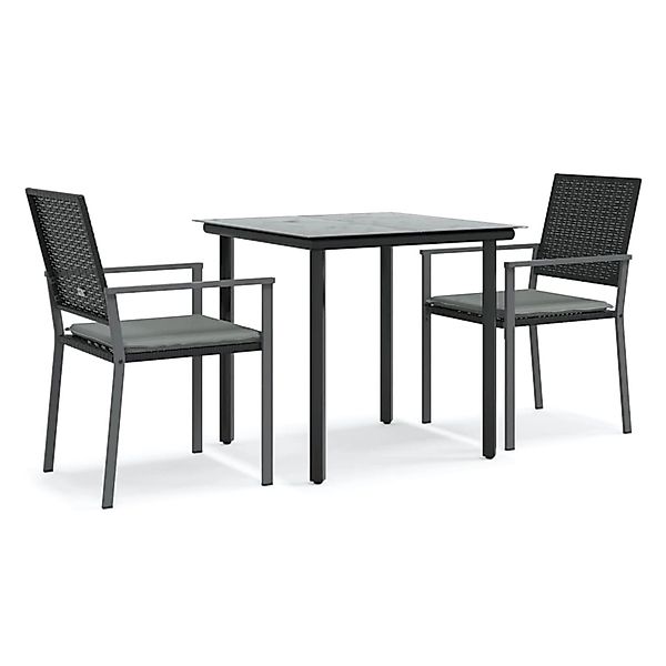 vidaXL 3-Tlg Garten-Essgruppe mit Kissen Poly Rattan und Stahl 3187017 günstig online kaufen