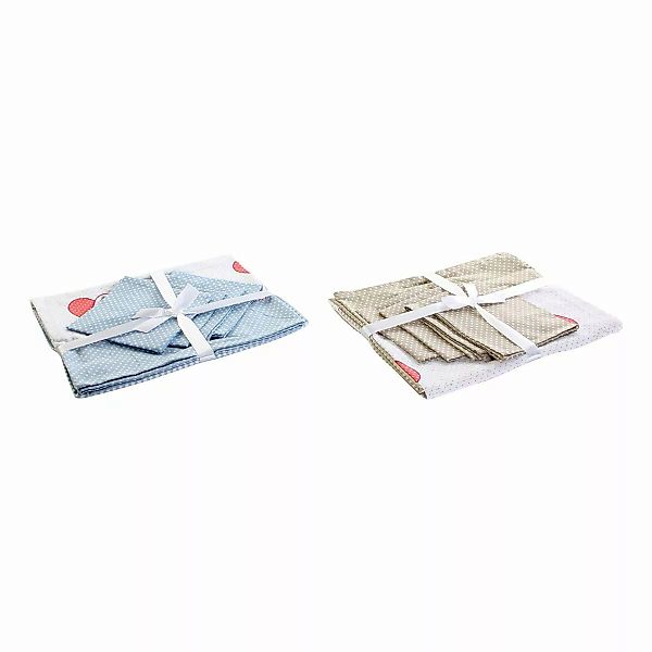 Tischdecke Und Servietten Dkd Home Decor Love Beige Blau Baumwolle (150 X 1 günstig online kaufen
