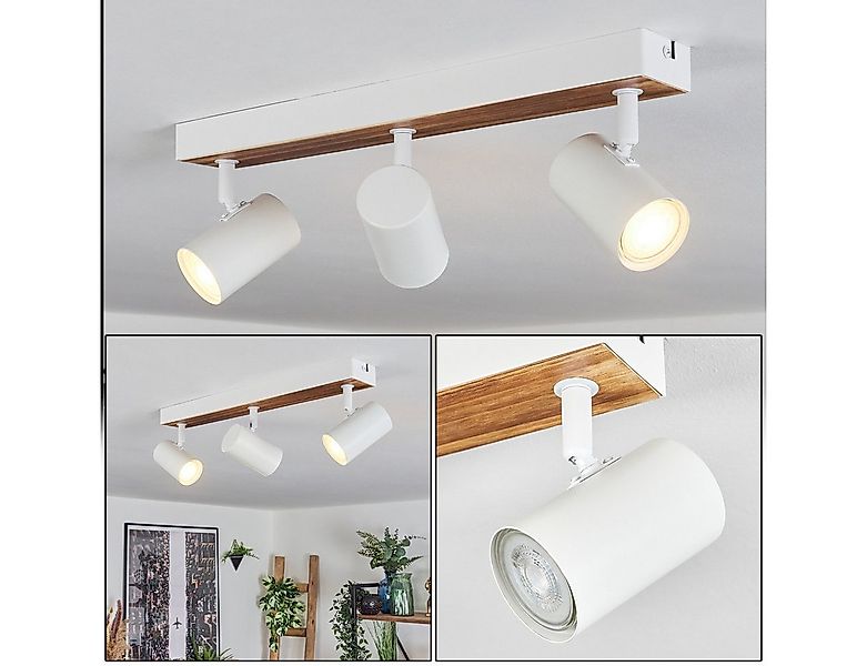 hofstein Deckenleuchte Deckenlampe aus Metall/Holz in Weiß/Naturfarben, ohn günstig online kaufen