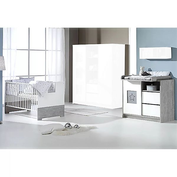 home24 Schardt Babyzimmer-Set Eco Star 2-tlg. Nordic Driftwood/Weiß Melamin günstig online kaufen