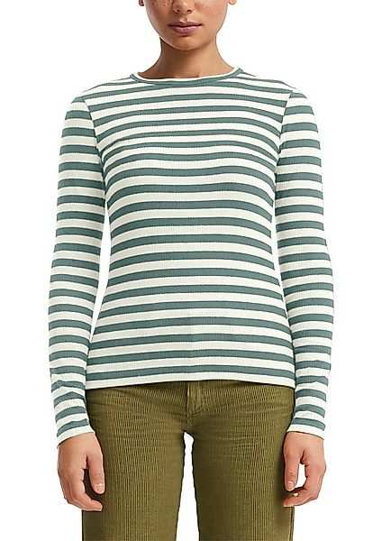 QS Langarmshirt Sommershirt, geringelt, Ripp-Ware günstig online kaufen