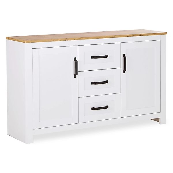 Homestyle4u Kommode Sideboard Eiche Matt Weiß Holz Massiv günstig online kaufen