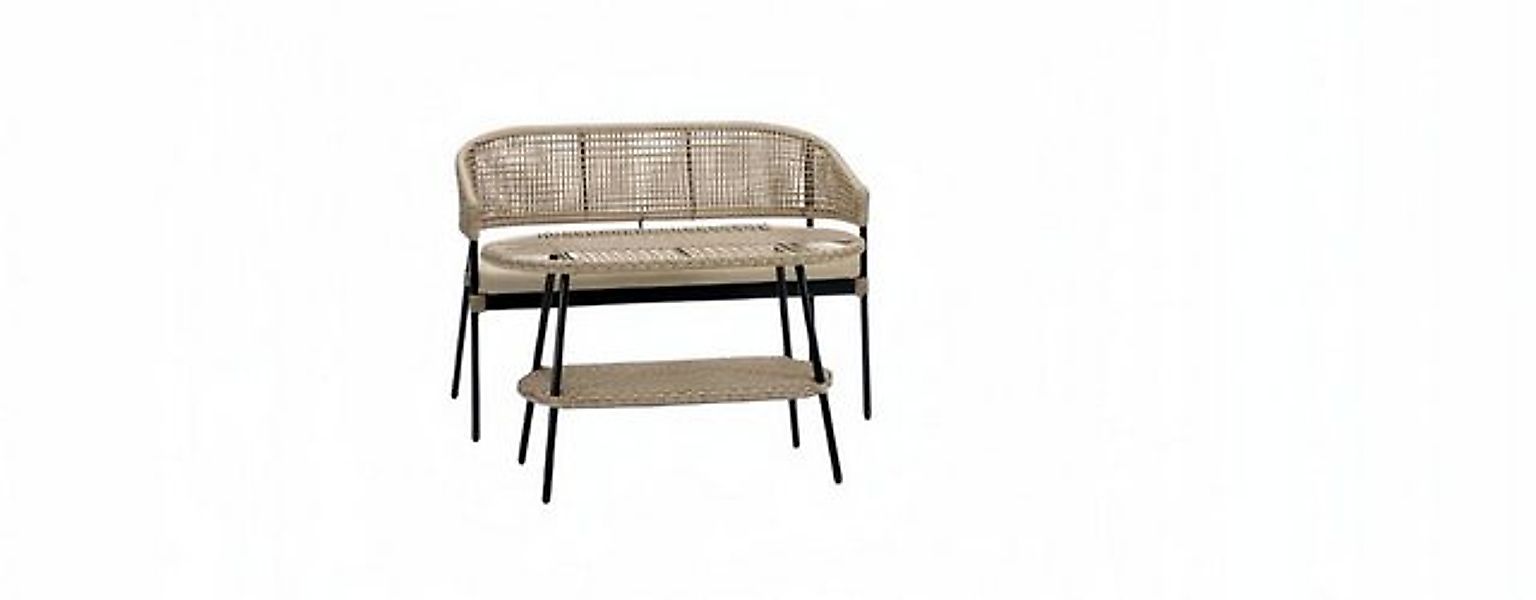 JVmoebel Sofa Sofa 2 Sitzer Terrasse Couchtisch Beige Textil Design Moderne günstig online kaufen