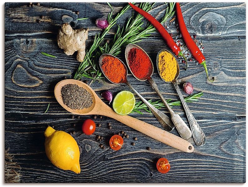 Artland Wandbild "Gewürze in Metalllöffeln" Lebensmittel 1 Stk. tlg. als Al günstig online kaufen
