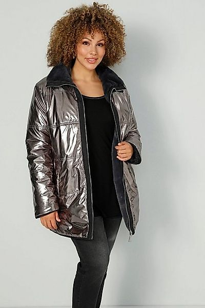 MIAMODA Funktionsjacke Wendejacke Metallic-Look Kunstfellbesatz Stehkragen günstig online kaufen