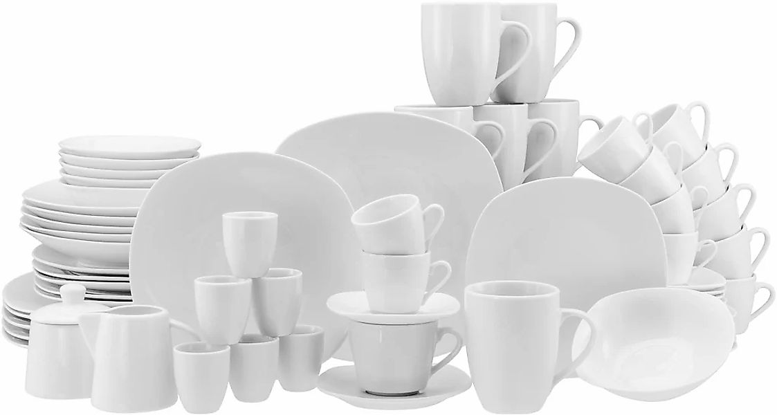 CreaTable Kombiservice "Square Weiß, Kombi-Service 62-tlg" Daily Use, Zeitl günstig online kaufen