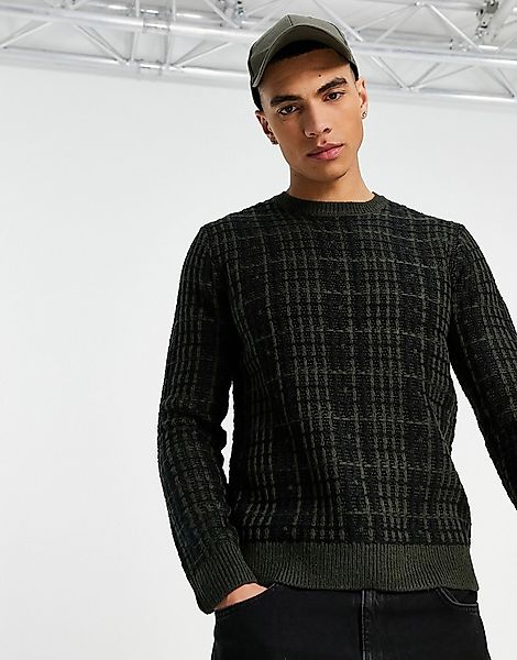 Only & Sons – Karierter Pullover in Grün günstig online kaufen