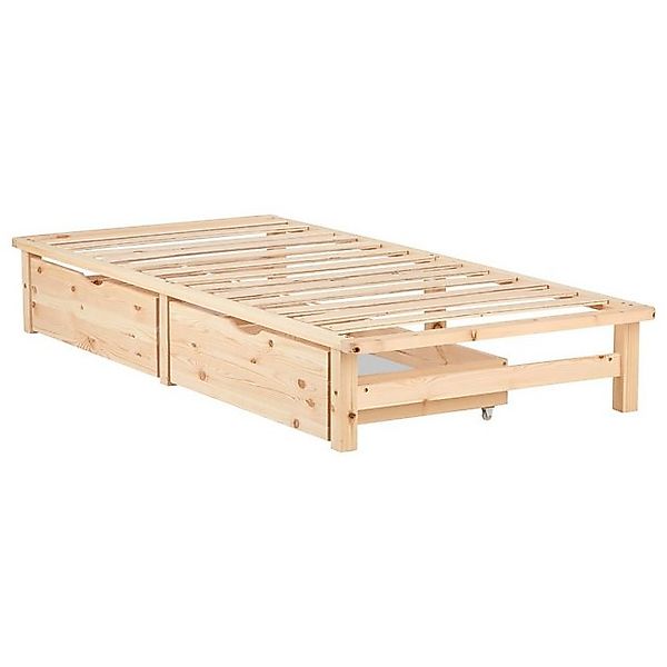 Homestyle4u Holzbett 90x200 / 100x200 / 140x200 Weiß Natur Grau Palettenbet günstig online kaufen