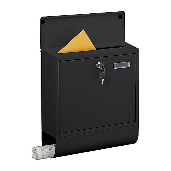 relaxdays Briefkasten mit Zeitungsfach (1-St), schwarz günstig online kaufen