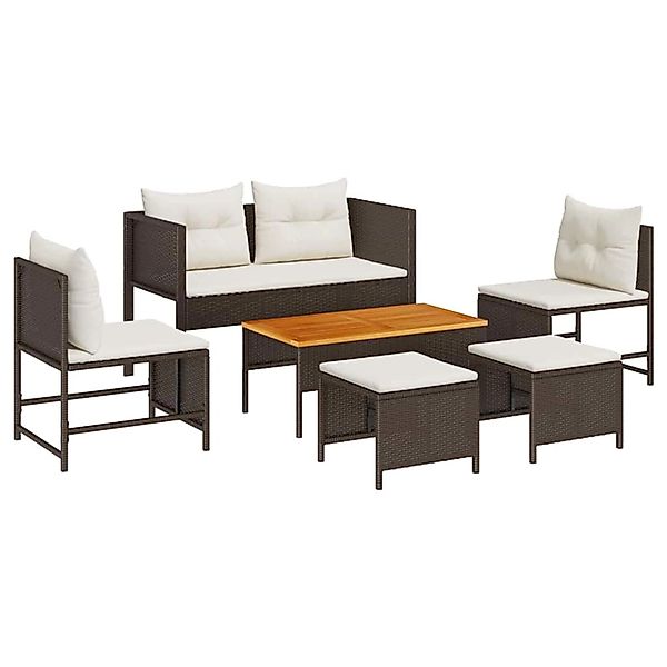 vidaXL Garten-Sofa-Set 6-Tlg Braun und Creme Poly Rattan 4104701 günstig online kaufen