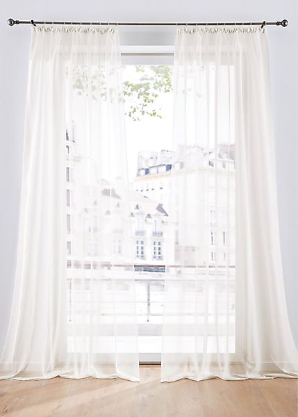DecoHome24 Gardine Voile 2-teiliges Vorhänge Set, günstig online kaufen