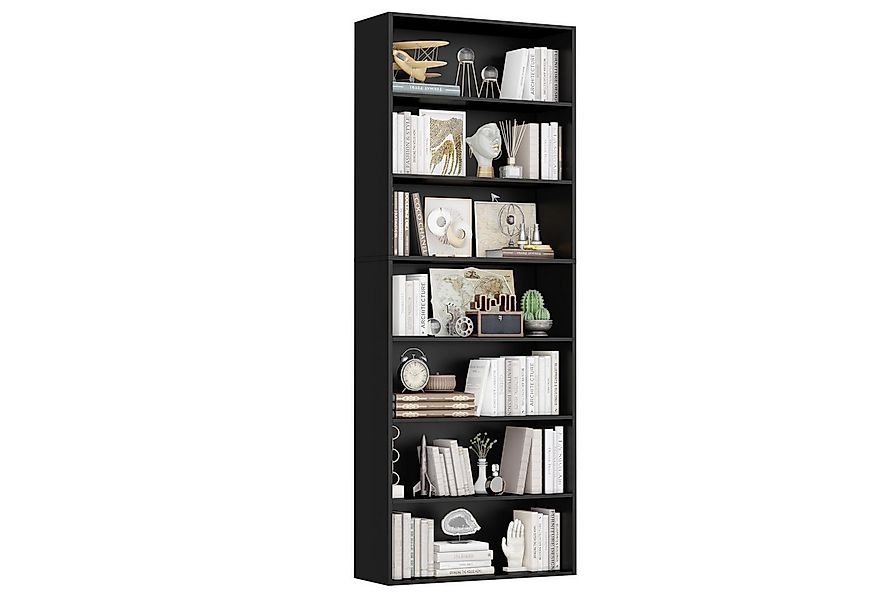 Homfa Bücherregal, 210cm Standregal, Bücherschrank mit 7 Fächern, schwarz günstig online kaufen